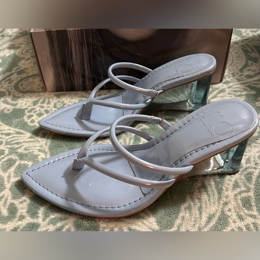JLO Sky Blue Glass Heels Size 7M